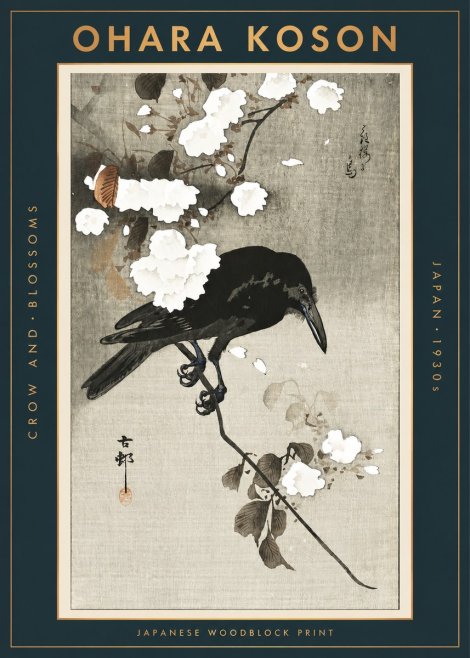Ohara Koson Crow and Blossoms No2 - Plakat
