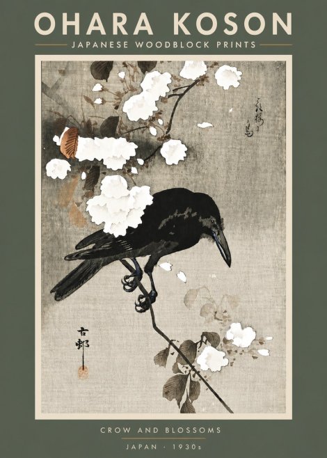 Ohara Koson Crow and Blossoms II No5 - Plakat