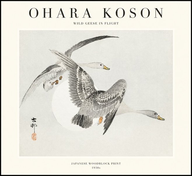 Ohara Koson Wild Geese in Flight I No1 - Plakat