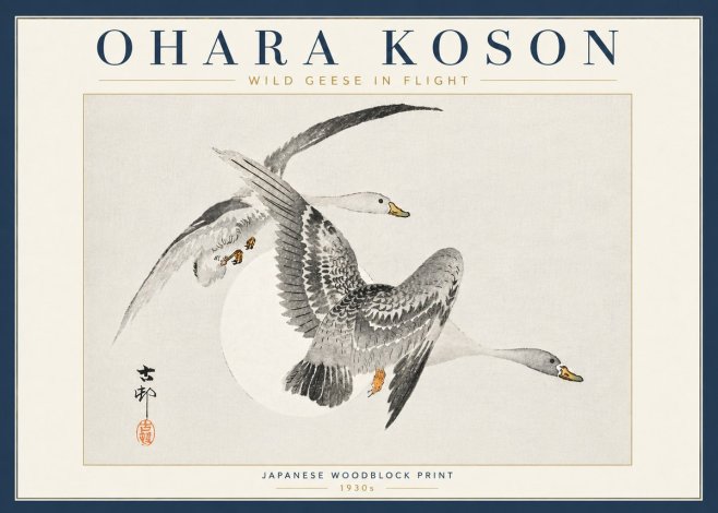 Ohara Koson Wild Geese in Flight I No6 - Plakat
