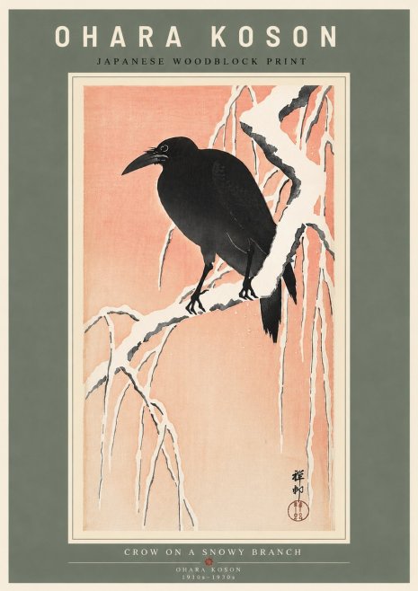 Ohara Koson Crow on a Snowy Branch No5 - Plakat