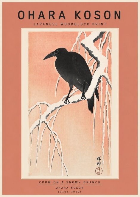 Ohara Koson Crow on a Snowy Branch I No6 - Plakat