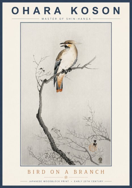 Ohara Koson Bird on a Branch No4 - Plakat