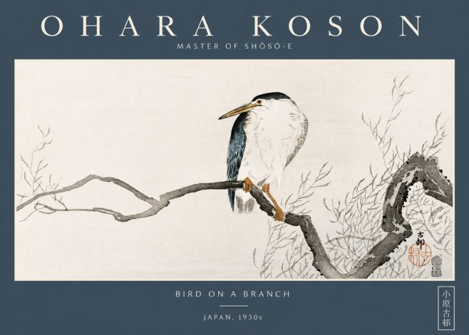 Ohara Koson Bird on a Branch No2 - Plakat