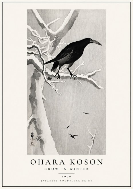 Ohara Koson Crow in Winter I No1 - Plakat