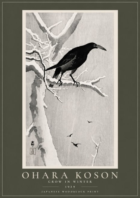 Ohara Koson Crow in Winter I No5 - Plakat