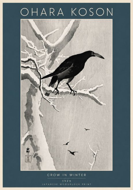 Ohara Koson Crow in Winter I No6 - Plakat
