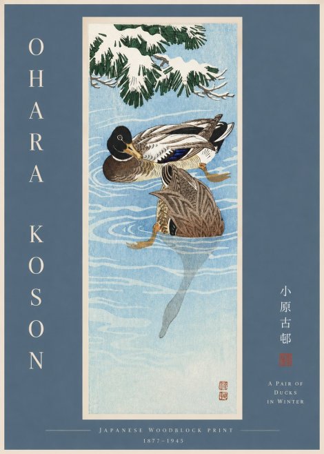 Ohara Koson A Pair of Ducks in Winter No2 - Plakat