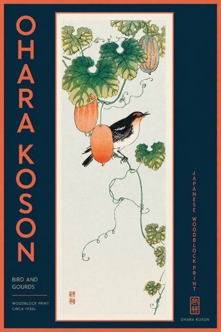 Ohara Koson Bird and Gourds No5 - Plakat