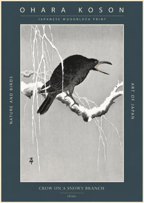 Ohara Koson Crow on a Snowy Branch II No2 - Plakat