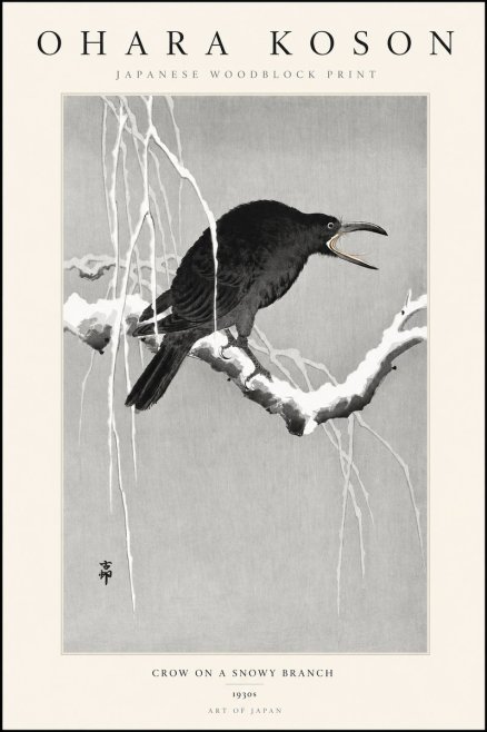 Ohara Koson Crow on a Snowy Branch No3 - Plakat