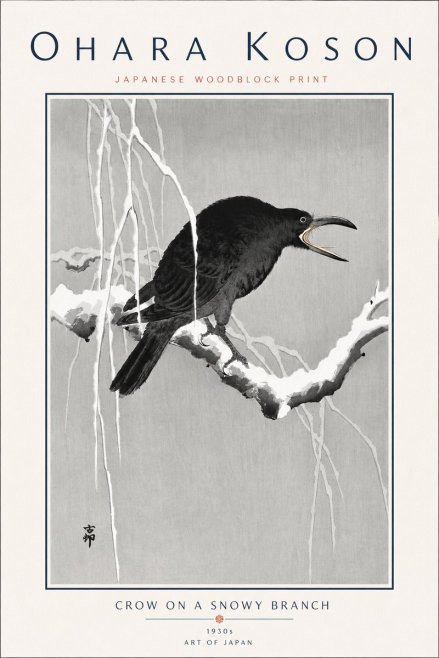 Ohara Koson Crow on a Snowy Branch II No6 - Plakat