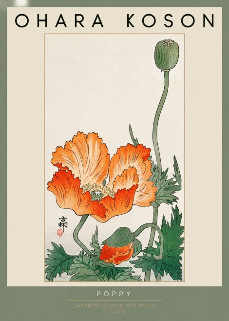 Ohara Koson Poppy No2 - Plakat