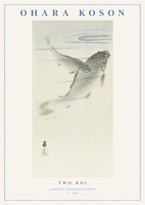 Ohara Koson Two Koi No1 - Plakat