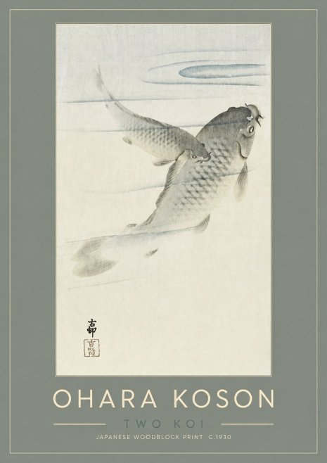 Ohara Koson Two Koi No2 - Plakat