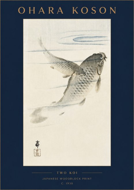 Ohara Koson Two Koi No4 - Plakat