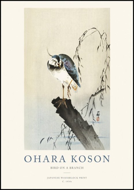 Ohara Koson Bird on a Branch No1 - Plakat
