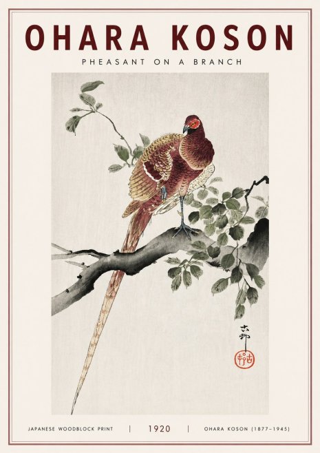 Ohara Koson Pheasant on a Branch No3 - Plakat