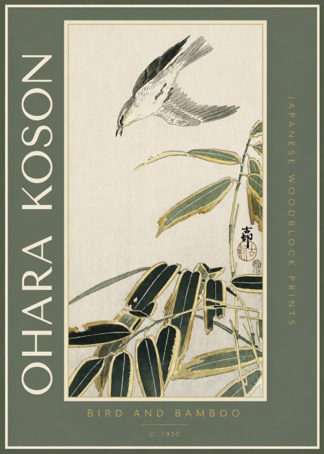 Ohara Koson Bird and Bamboo No2 - Plakat