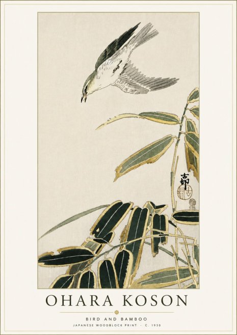Ohara Koson Bird and Bamboo No4 - Plakat