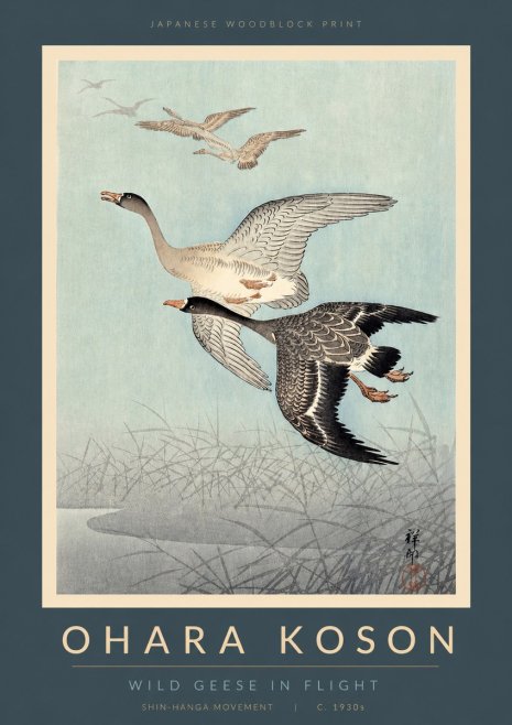 Ohara Koson Wild Geese in Flight II No2 - Plakat