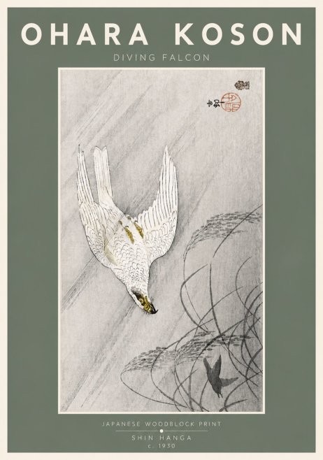 Ohara Koson Diving Falcon No4 - Plakat