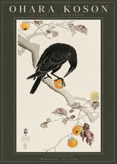 Ohara Koson A Crow and Persimmons No2 - Plakat