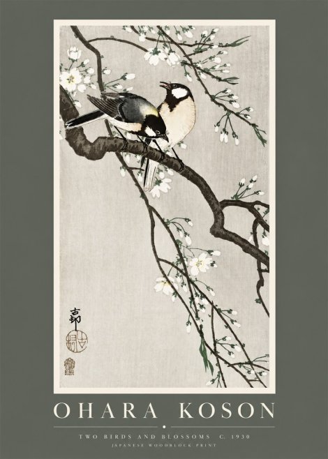 Ohara Koson Two Birds and Blossoms No2 - Plakat