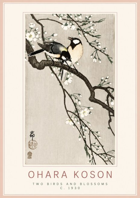 Ohara Koson Two Birds and Blossoms No3 - Plakat