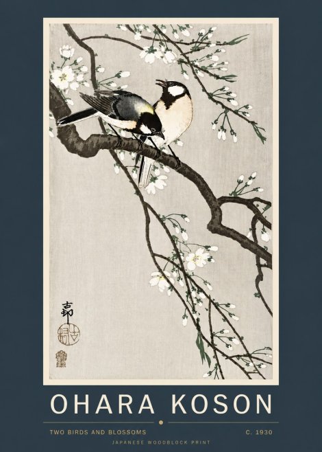 Ohara Koson Two Birds and Blossoms II No4 - Plakat