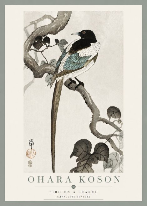 Ohara Koson Bird on a Branch No3 - Plakat