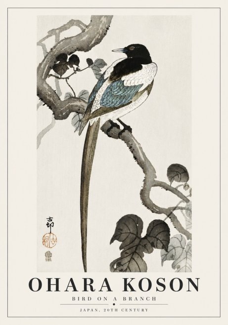 Ohara Koson Bird on a Branch No6 - Plakat