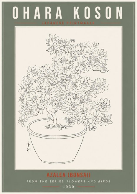 Ohara Koson Azalea (Bonsai) No2 - Plakat