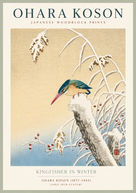Ohara Koson Kingfisher in Winter II No4 - Plakat