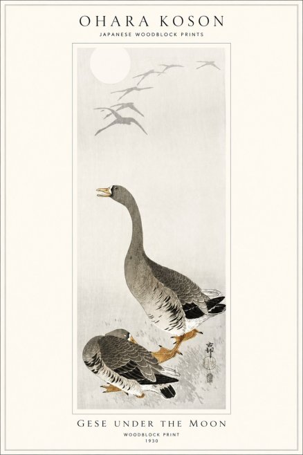 Ohara Koson Gese Under the Moon No1 - Plakat