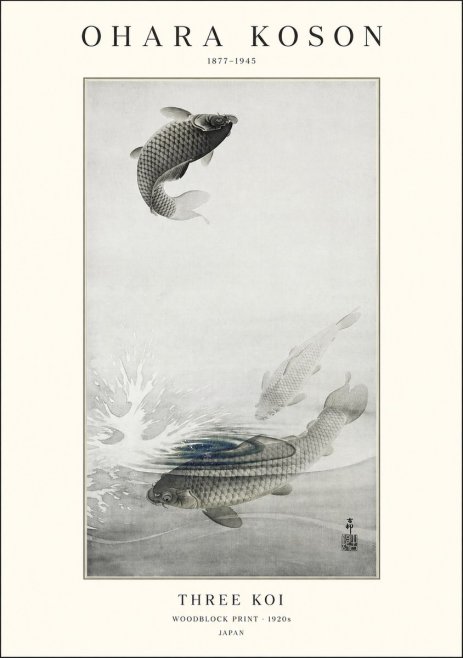 Ohara Koson Three Koi No1 - Plakat