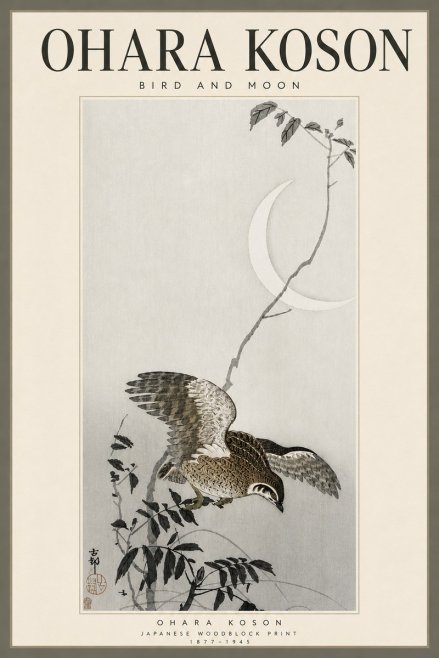 Ohara Koson Bird and Moon No4 - Plakat