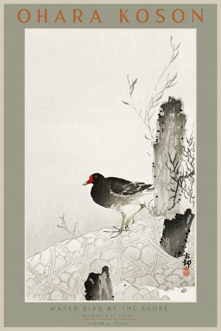 Ohara Koson Water Bird by the Shore No2 - Plakat
