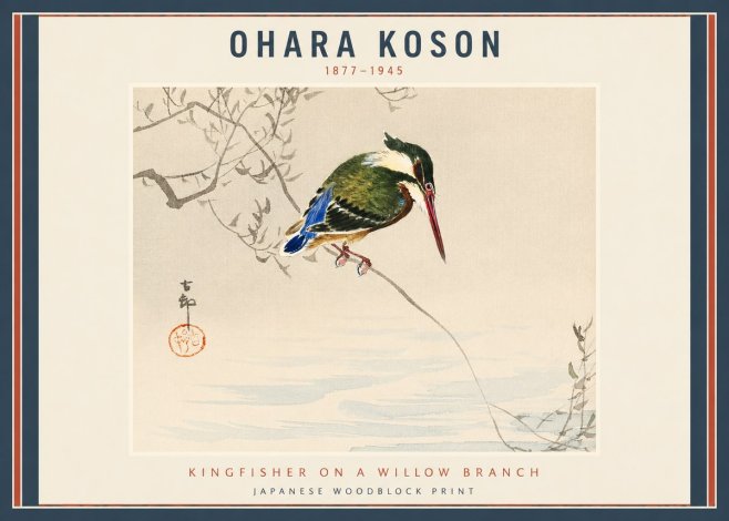 Ohara Koson Kingfisher on a Willow Branch No2 - Plakat