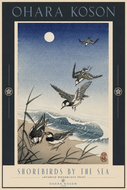 Ohara Koson Shorebirds by the Sea No4 - Plakat