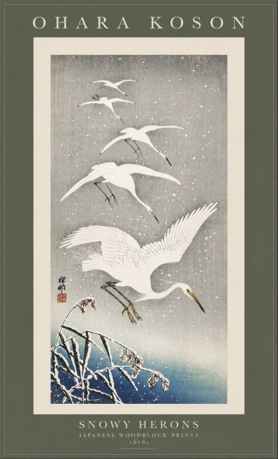 Ohara Koson Snowy Herons No3 - Plakat