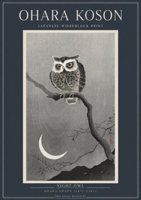 Ohara Koson Night Owl No2 - Plakat