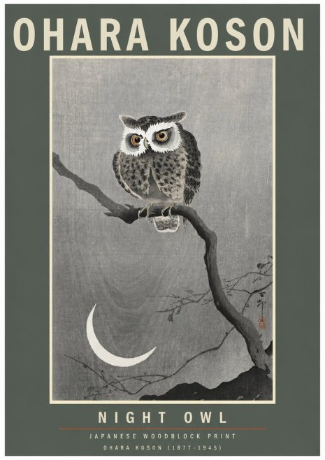 Ohara Koson Night Owl No3 - Plakat