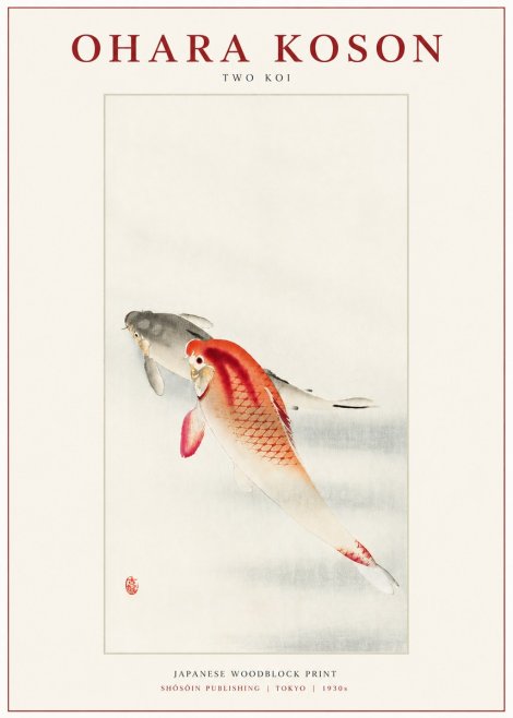 Ohara Koson Two Koi No3 - Plakat