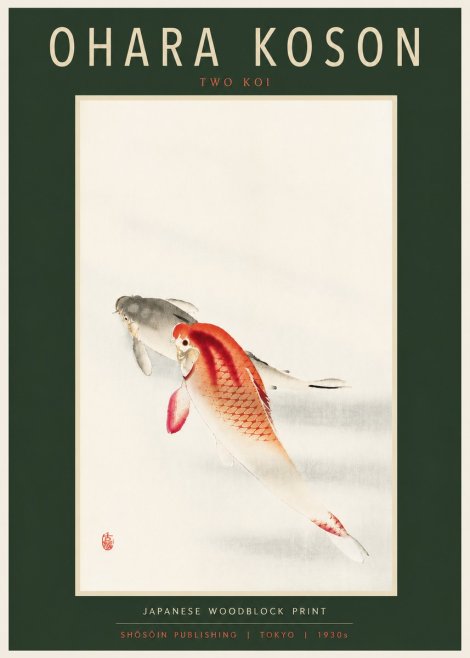 Ohara Koson Two Koi II No6 - Plakat