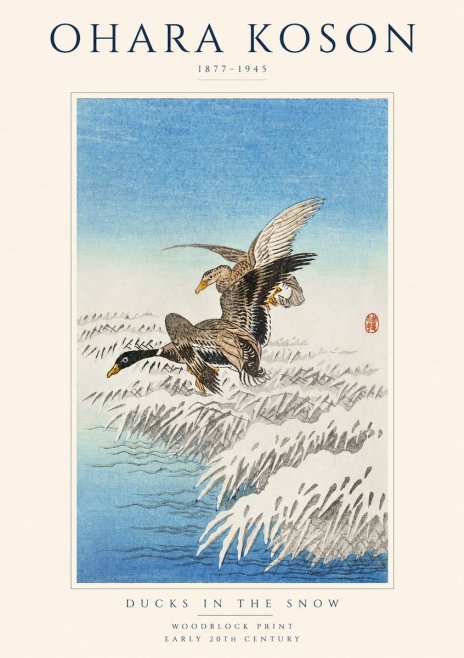Ohara Koson Ducks in the Snow No1 - Plakat