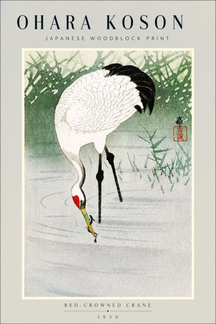 Ohara Koson Red-crowned Crane No3 - Plakat