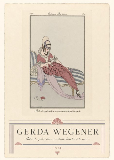 Gerda Wegener Robe De Gabardine À Volants Brodés À La Main I No3 - Plakat