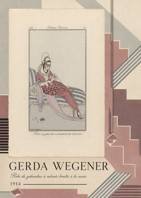 Gerda Wegener Robe De Gabardine À Volants Brodés À La Main I No4 - Plakat