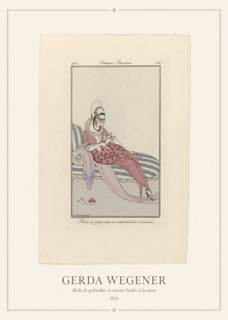 Gerda Wegener Robe De Gabardine À Volants Brodés À La Main I No5 - Plakat